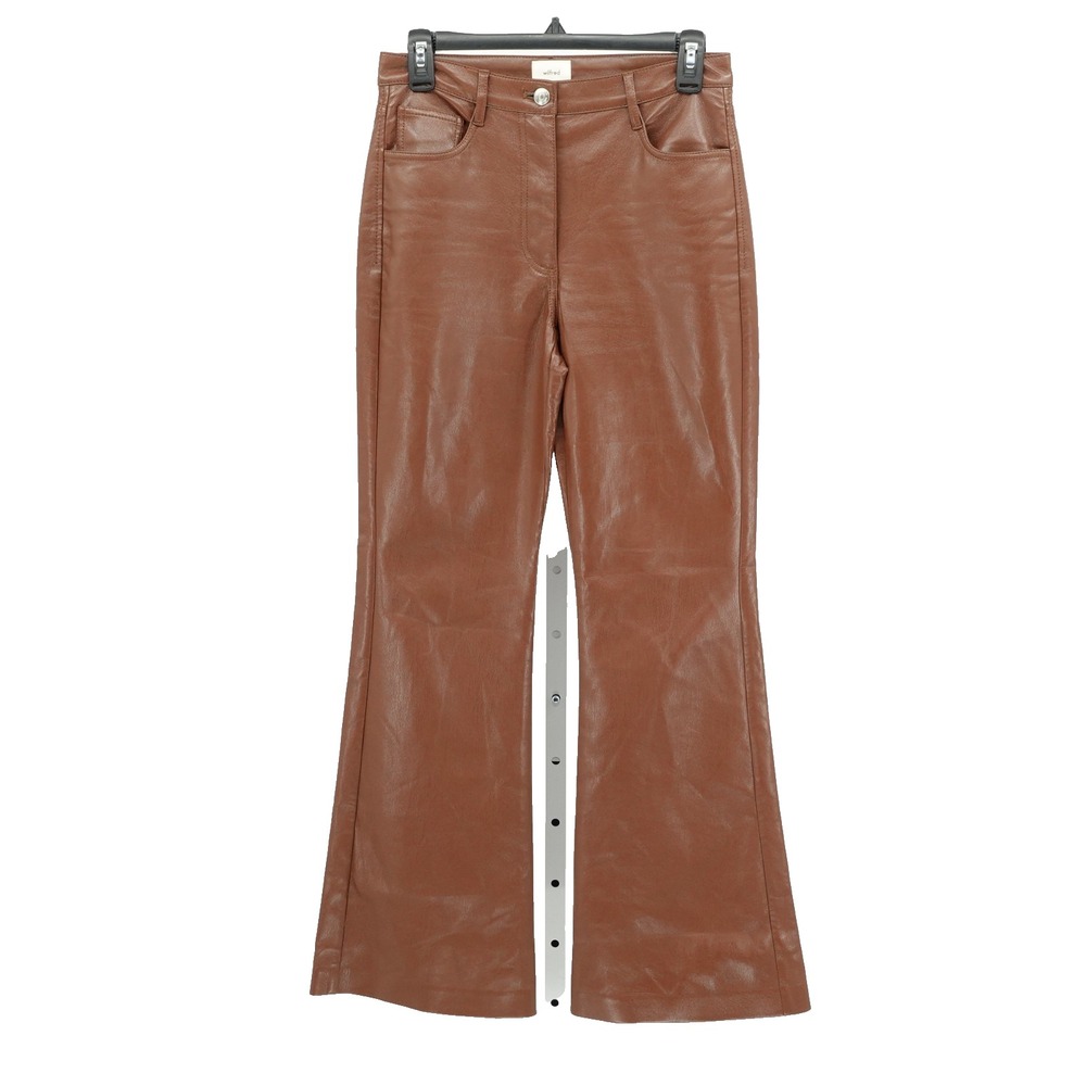 Wilfred Faux Leather Pants SZ 4 Flare Leg Retro Vintage Inspired 70s 90s Modern